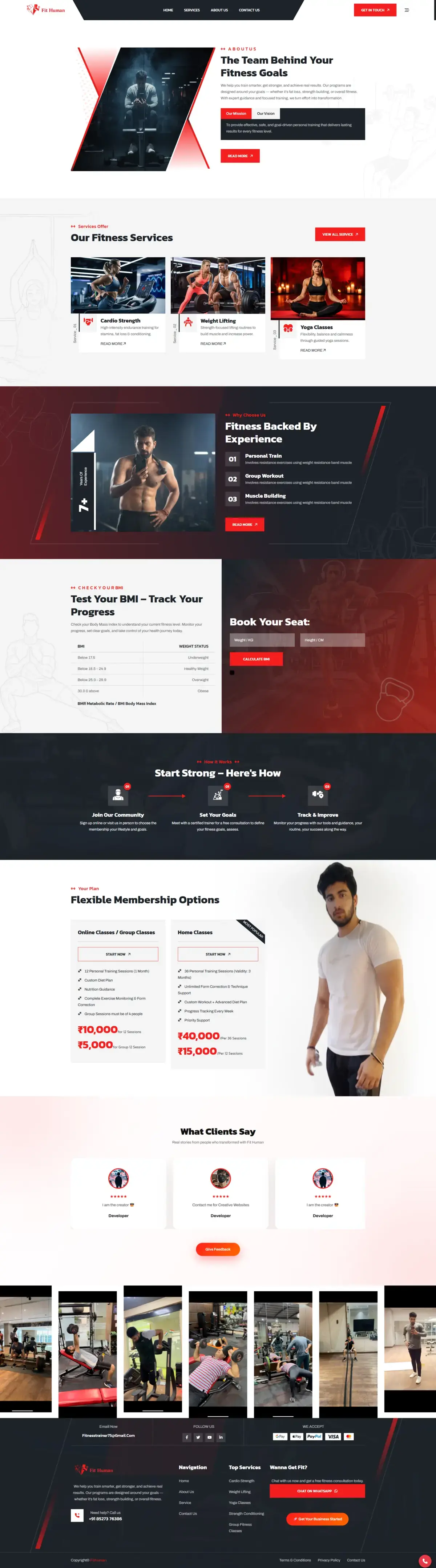 Owncom gym fitness website design India — sports website builder