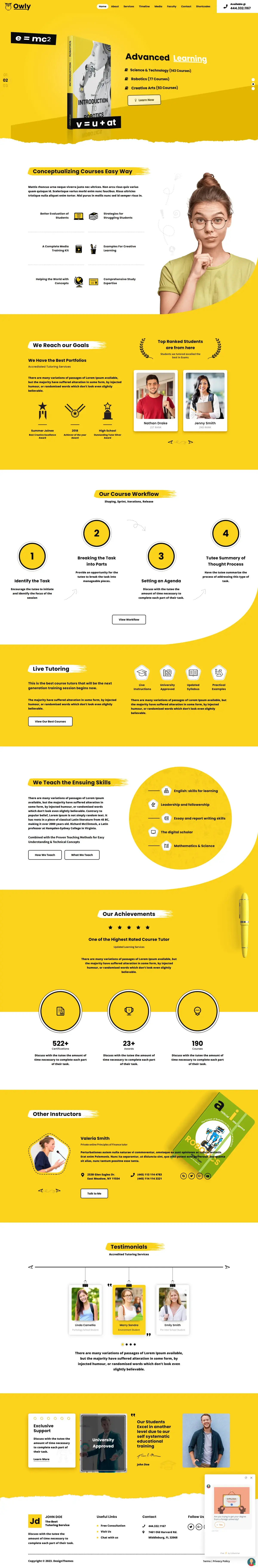 Owncom tutor coaching website design India — education website